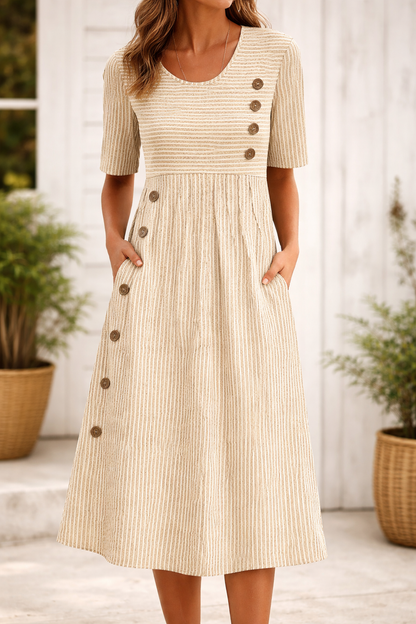 Wiktoria | Midi sukienka w paski o ponadczasowym stylu