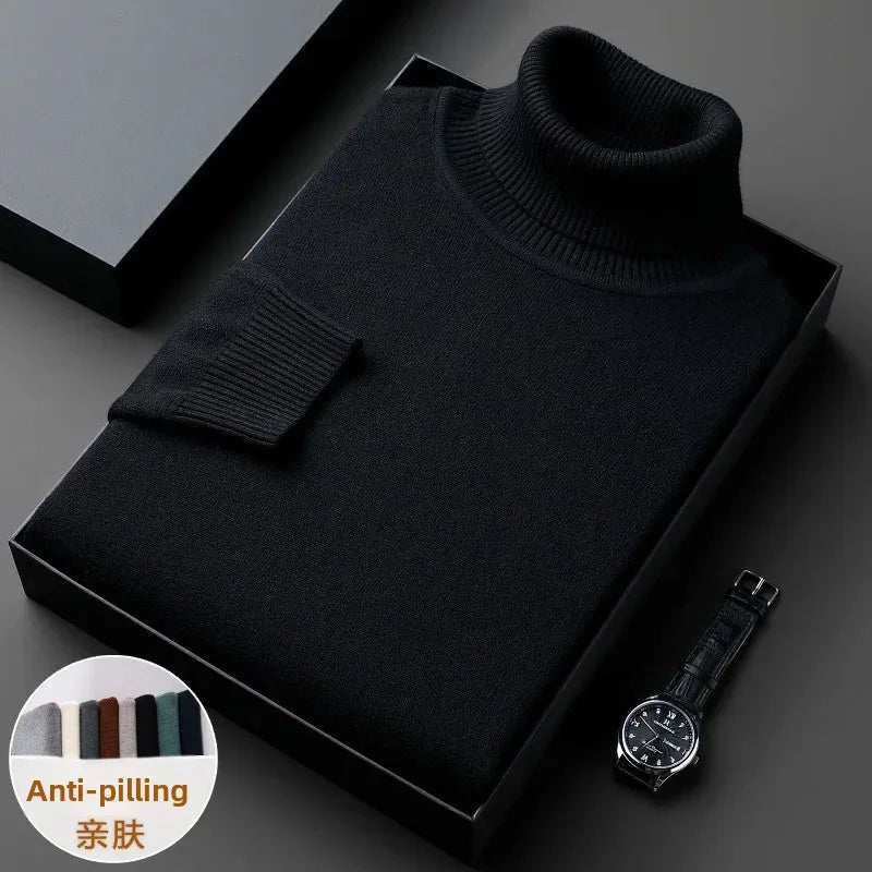 Zimowy Gruby Sweter Męski z Wysokim Kołnierzem