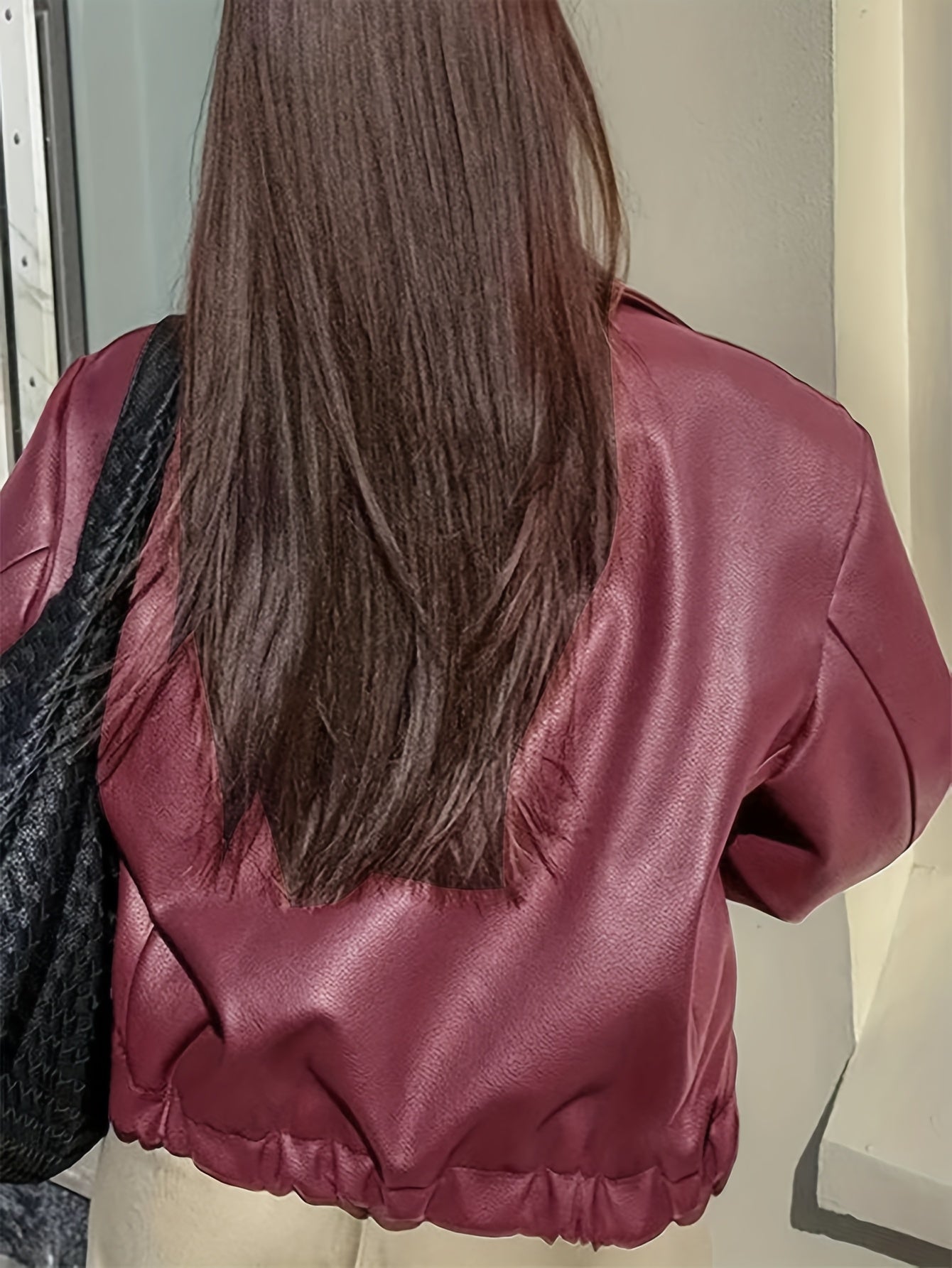 Stylowa Casual Retro Kurtka Motocyklowa dla Kobiet - Kurtka PU